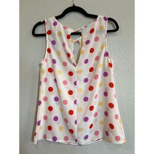 ModCloth Tank Top White Polka Dot Size Medium a636